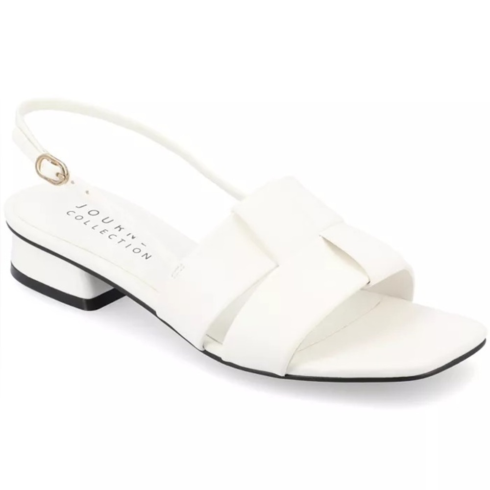 NWT Journee Collection Womens Tabatha White Slingback Flat Sandals Size 8.5W
